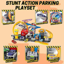 Fitto Adventure Rollo Coaster Theme Park Playset with Car Crane, Slide, Stunt Loop, and 8 Die Cast Cars