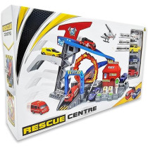 Fitto Adventure Rollo Coaster Theme Park Playset with Car Crane, Slide, Stunt Loop, and 8 Die Cast Cars