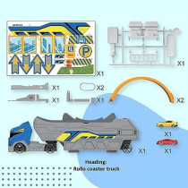 FITTO Convertible roller coaster truck, rollercoaster race toy play set, With Mini racing cars and helicopter Vehicle for Kid Child Boy for 3 4 5 6 Year Old Boys Girls Best Toys Blue