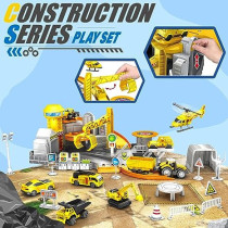 Fitto Construction Site Playset with Slides, Lift, Service Station, and Excavator, Dump Truck, Bulldozer, and More Construction Vehicles