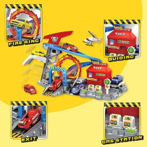 Fitto Adventure Rollo Coaster Theme Park Playset with Car Crane, Slide, Stunt Loop, and 4 Die Cast Cars