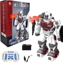 Fitto Battle Remote Control Smart Robot, Gorilla Theme with Smoke Water Vapor and Weapons, Moving Leg, Programmable RC Robot with Rechargeable Battery, White