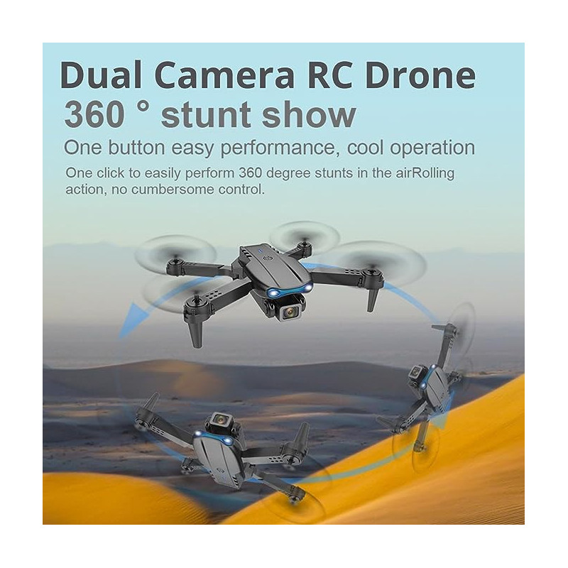 Fitto Mobile App and Remote Control Drone with Camera Toy, 2 Rechargeable Batteries, Advanced Fordable Drone, Easy To Fly with Flight Aids 360 Flips and More, Black