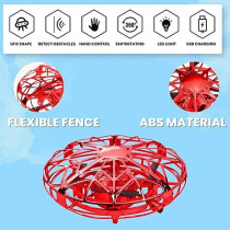 Fitto Safe Hand Drone For Kids, Hover Drone with Motion Sensor and Rechargeable Battery, Red