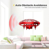 Fitto Safe Hand Drone For Kids, Hover Drone with Motion Sensor and Rechargeable Battery, Red