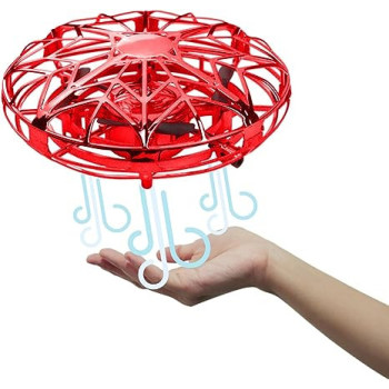 Fitto Safe Hand Drone For Kids, Hover Drone with Motion Sensor and Rechargeable Battery, Red