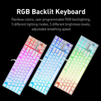 Redragon K552 Mechanical Gaming Keyboard Arabic Rgb Led Backlit Wired With Anti-Dust Proof Switches For Windows Pc (White, 87 Key Blue Switches)