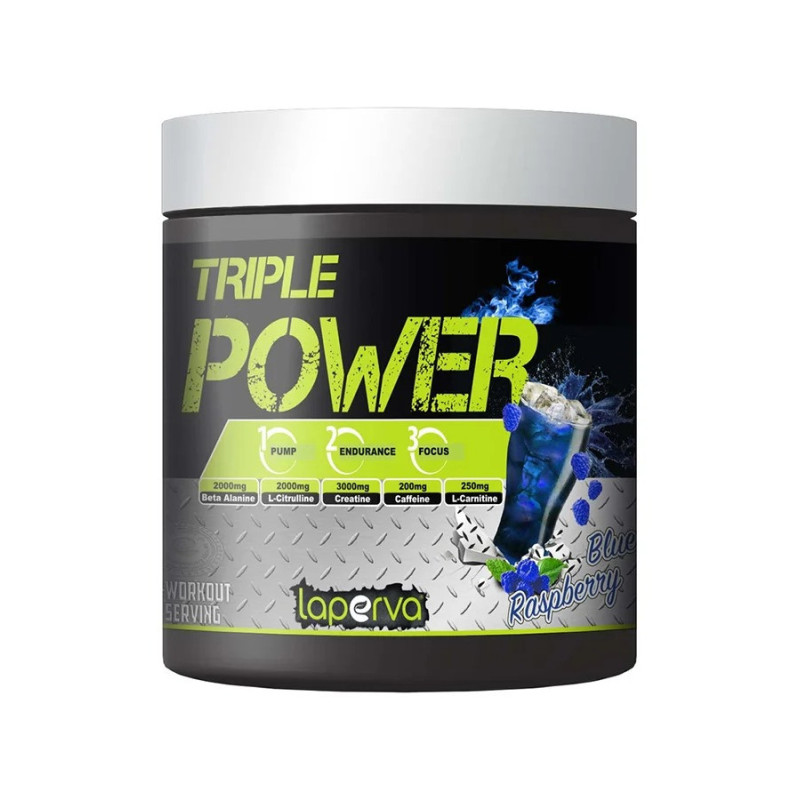Laperva Triple Power Pre-Workout Blue Raspberry Food Supplement-30 Servings