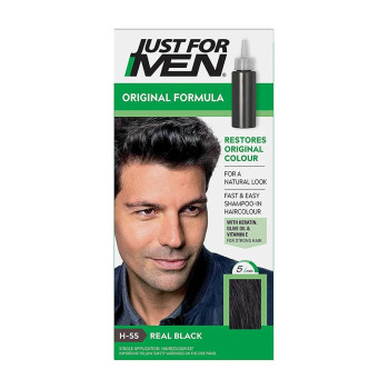 Just For Men Natural Look Original Formula Permanent Hair Colour Kit H55 Real Black