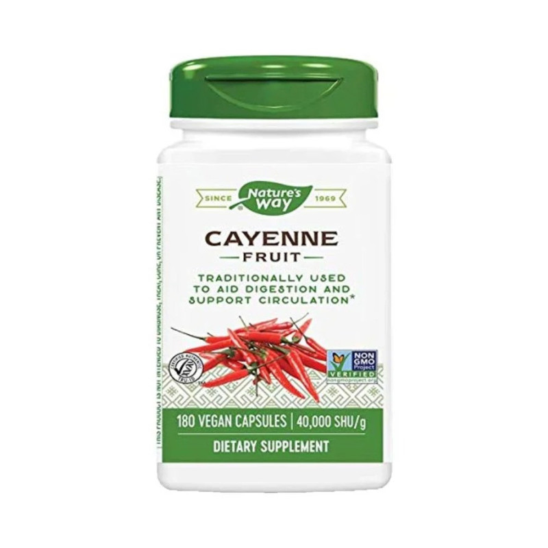 Nature's Way Pack Of 2 Cayenne Fruit 40,000 Shu Dietary Supplement - 180 Vegan Capsules