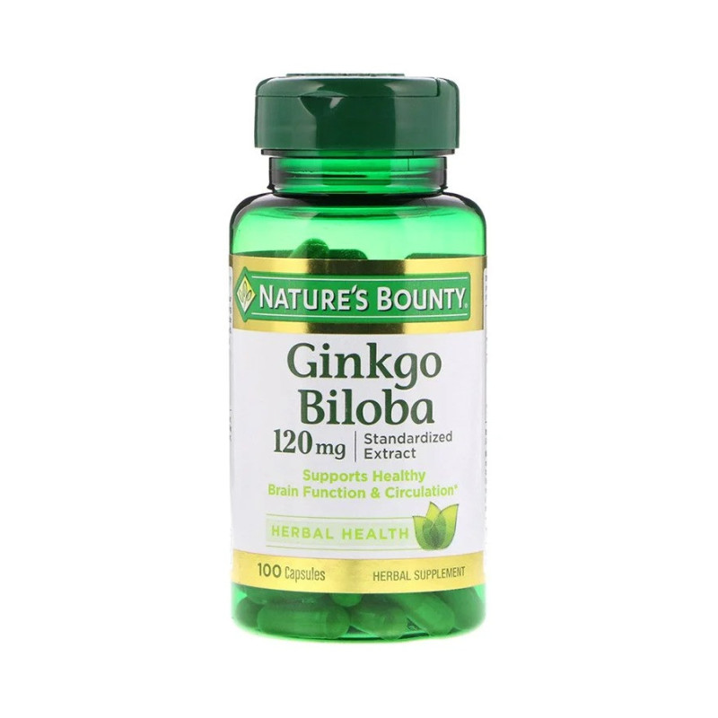 NATURE'S BOUNTY Ginkgo Biloba Standardized Extract - 100 Capsules Supplements