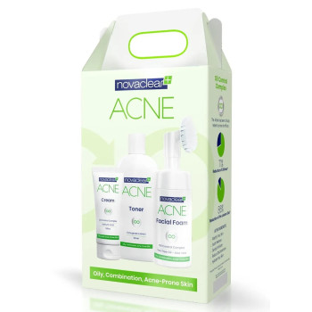 novaclear Acne Kit Facial Foam 100Ml + Toner 150Ml + Cream 40Ml Skin Care