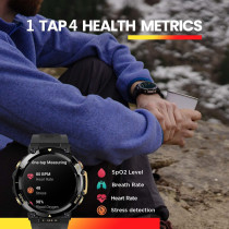 Amazfit T Rex 2 Smart Watch 1.39-Inch Amoled Display Real Time Navigation Gps Health & Fitness Tracker Sport Watch - Black/Gold