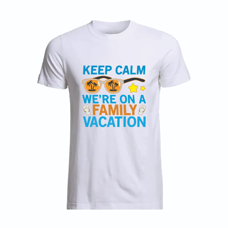 Al Amal Beach tishirt keep calm we are on family vacation UNISEX, White