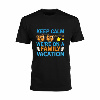 Al Amal Beach tishirt keep calm we are on family vacation UNISEX, Black