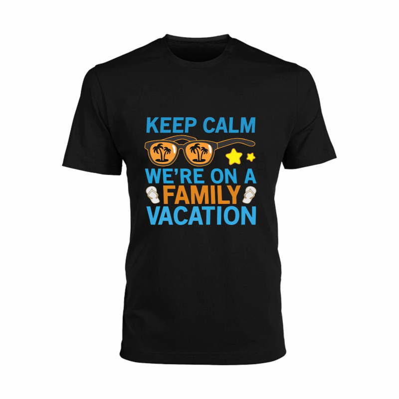 Al Amal Beach tishirt keep calm we are on family vacation UNISEX, Black