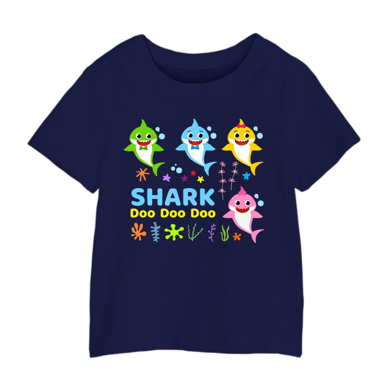 Al Amal Baby shark printed round neck cotton tees UNISEX, Blue