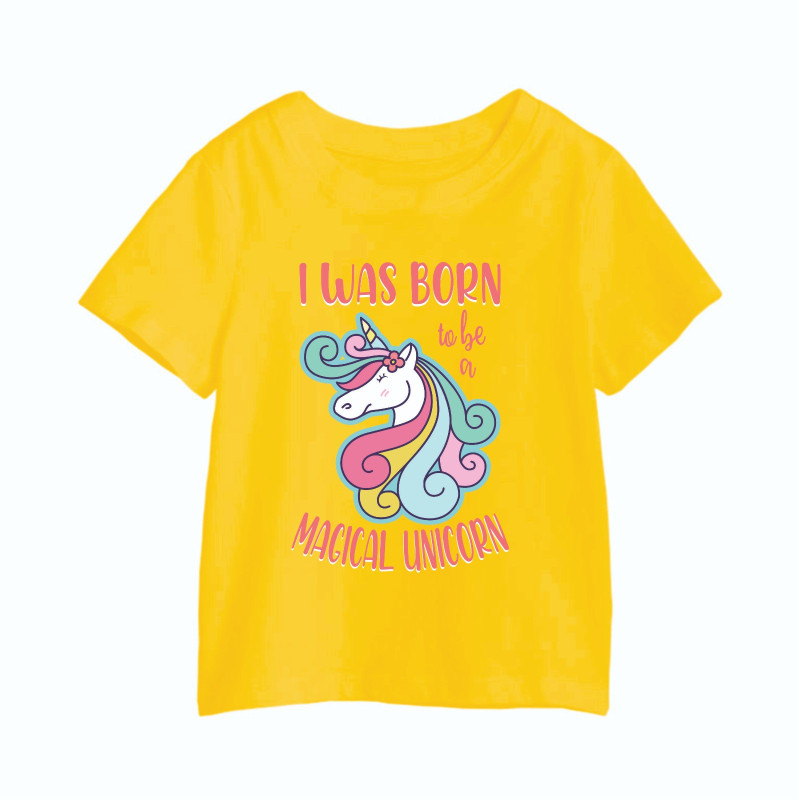 Al Amal Unicorn printed tishirt Girls, Yellow