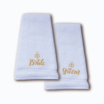 Al Amal Couple customised towels bride Groom, White