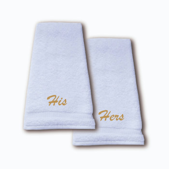 Al Amal Couple customised towels HIS HERS, White