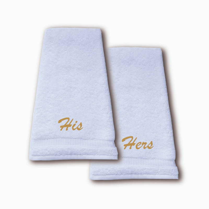 Al Amal Couple customised towels HIS HERS, White