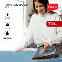 Impex IB 191 1200W Heavy Duty Dry Iron Box With Golden Ceramic Coated Sole Plate
