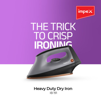 Impex IB 191 1200W Heavy Duty Dry Iron Box With Golden Ceramic Coated Sole Plate