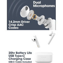Xiaomi Mi Earphones 2 Basic True Wireless In-Ear Earbuds, 14.2 Mm Quality Composite Drivers, Bluetooth 5.0, Twsej08Wm, White