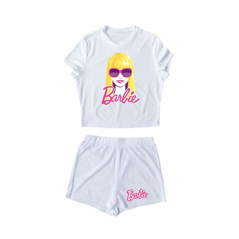Al amal Barbie summer track suit(2 Designs) for Girls ( White )
