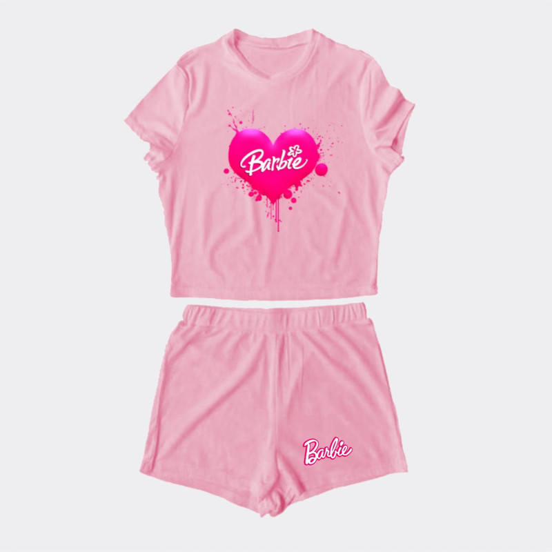 Al amal Barbie summer track suit(3 Designs) for Girls ( Pink )