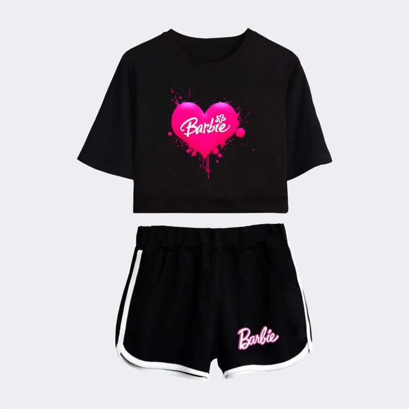 Al amal Barbie summer track suit(3 Designs) for Girls ( Black )