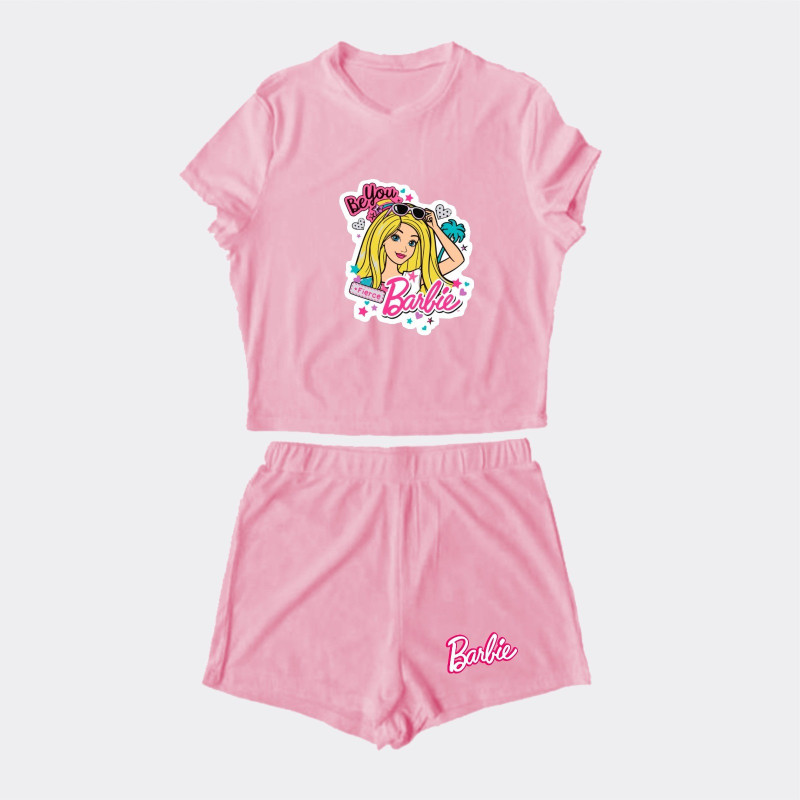 Al amal Barbie summer track suit(4 Designs) for Girls ( Pink )