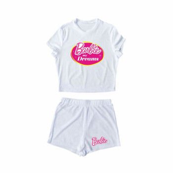Al amal Barbie summer track suit(4 Designs) for Girls ( White )