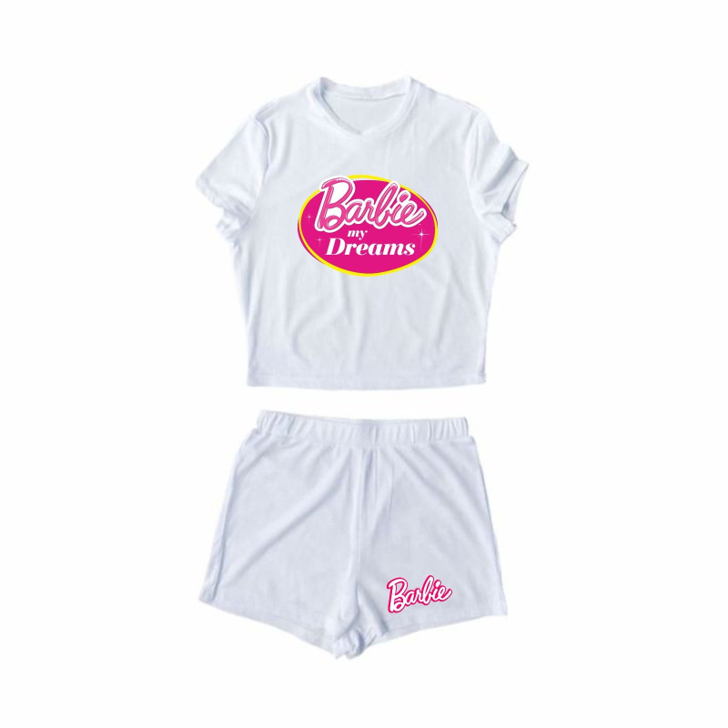 Al amal Barbie summer track suit(4 Designs) for Girls ( White )