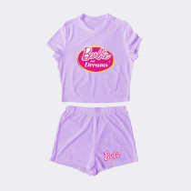 Al amal Barbie summer track suit(4 Designs) for Girls ( Purple )