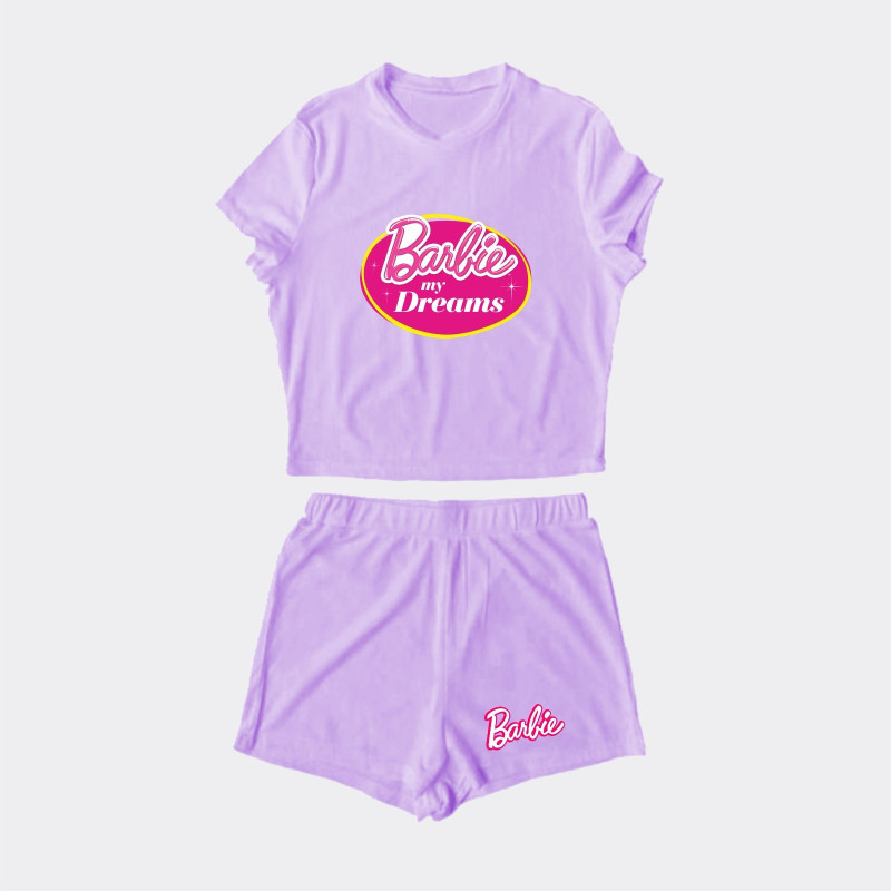 Al amal Barbie summer track suit(4 Designs) for Girls ( Purple )