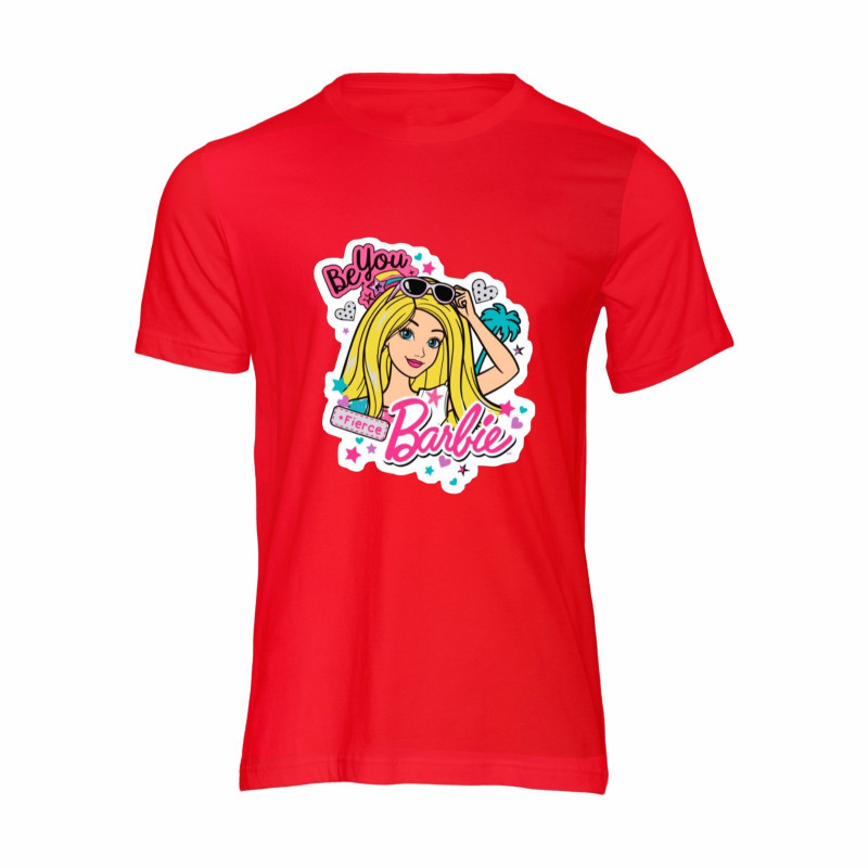 Al amal Barbie causual T-shirt(3 Designs) for Girls ( Red )