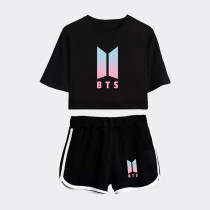 Two Piece Set Girl Kpop BTS WORLD TOUR Crop Top Shorts Pants Bts Love Yourself T Shirt Girl Summer Tracksuit …