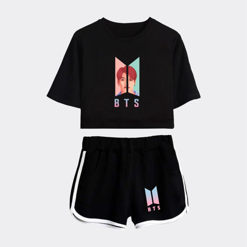 Al amal Bts summer track suit(2 Design) for Girls ( Black )