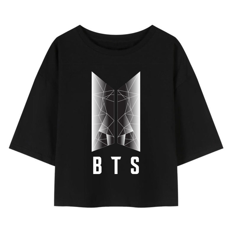 Al amal BTS crop Top(2 Designs) for Girls ( Black )