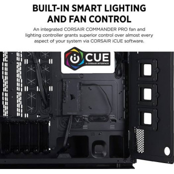 Corsair Obsidian 1000D Super-Tower Case, Smoked Tempered Glass, Aluminum Trim - Integrated Commander PRO Fan And Lighting Controller, CC-9011148-WW