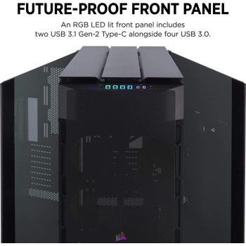 Corsair Obsidian 1000D Super-Tower Case, Smoked Tempered Glass, Aluminum Trim - Integrated Commander PRO Fan And Lighting Controller, CC-9011148-WW