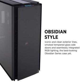 Corsair Obsidian 1000D Super-Tower Case, Smoked Tempered Glass, Aluminum Trim - Integrated Commander PRO Fan And Lighting Controller, CC-9011148-WW