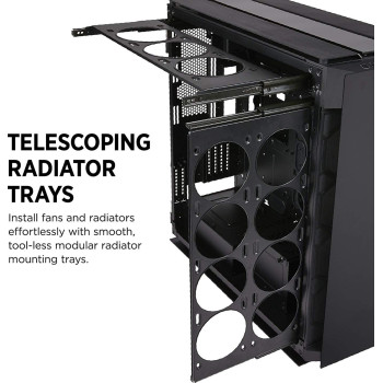 Corsair Obsidian 1000D Super-Tower Case, Smoked Tempered Glass, Aluminum Trim - Integrated Commander PRO Fan And Lighting Controller, CC-9011148-WW