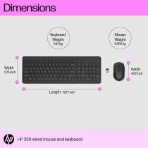 HP 330 Wireless Black Keyboard And Mouse Set With Numeric Keypad, 2.4Ghz Wireless Connection And 1600 Dpi, Black(2V9E6Aa)