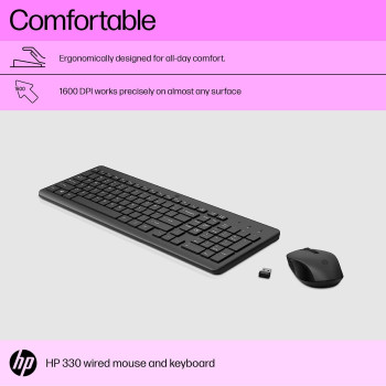 HP 330 Wireless Black Keyboard And Mouse Set With Numeric Keypad, 2.4Ghz Wireless Connection And 1600 Dpi, Black(2V9E6Aa)