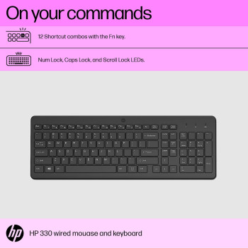 HP 330 Wireless Black Keyboard And Mouse Set With Numeric Keypad, 2.4Ghz Wireless Connection And 1600 Dpi, Black(2V9E6Aa)