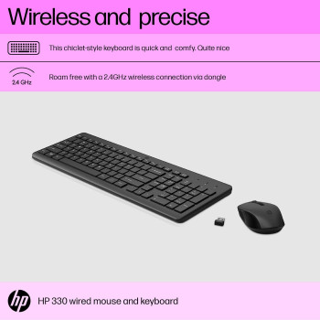 HP 330 Wireless Black Keyboard And Mouse Set With Numeric Keypad, 2.4Ghz Wireless Connection And 1600 Dpi, Black(2V9E6Aa)