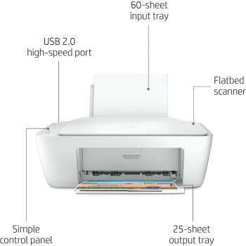 HP Deskjet 2320 All-In-One Printer, Usb Plug And Print, Scan, And Copy - White 7Wn42B 