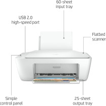 HP Deskjet 2320 All-In-One Printer, Usb Plug And Print, Scan, And Copy - White 7Wn42B 